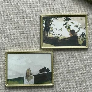 2 Vintage Brass Framed Helga Prints